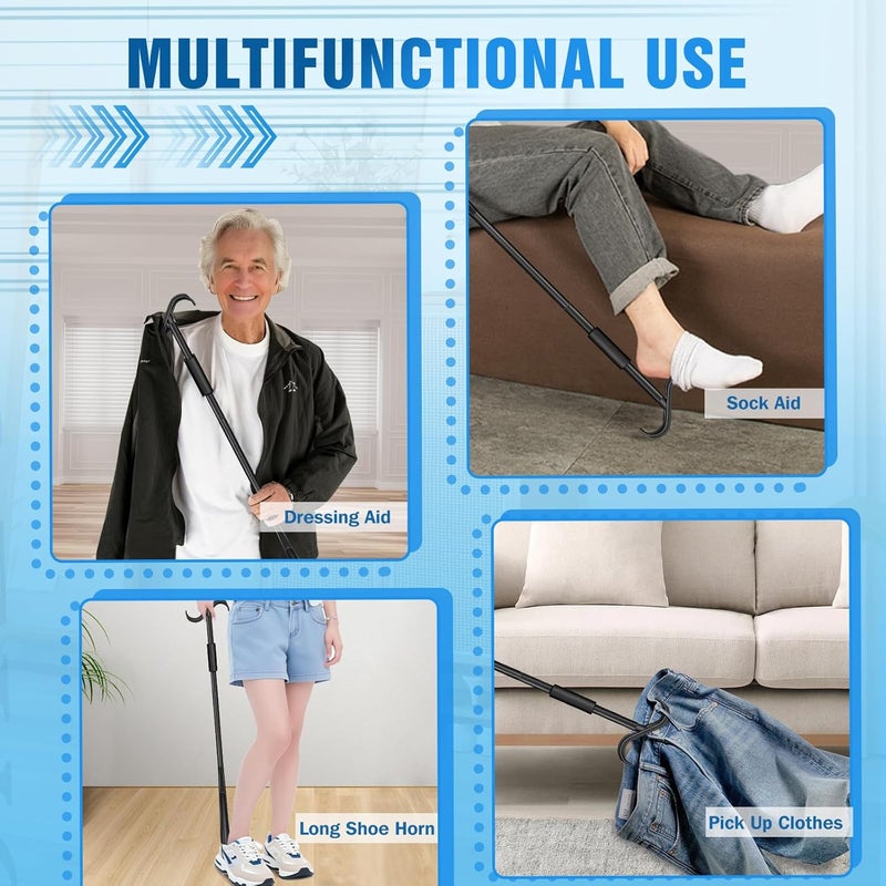 Ansevo 35 Inch Long Handle Shoe Horn for Seniors, Dressing Stick for Elderly, Sock Aids for Putting on Socks, Shirts, Shoes - Image 4